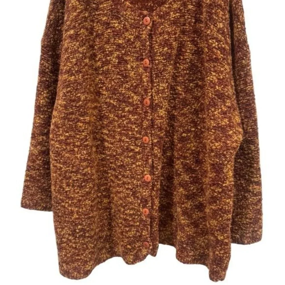 Venezia Vitale‎ Rust Orange Knit Button up Wool Blend Cardigan Cozy Cabincore 3X